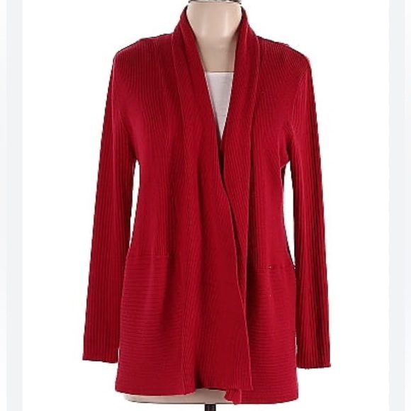 JM Collection Red Cardigan - Picture 1 of 9